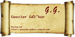 Geszler Gábor névjegykártya